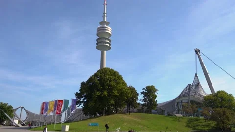 Forward moving towards Olympic Tower (Olympiaturm) Stock Footage 170895393