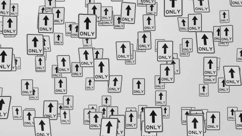 Forward Only Signs Floating in Space Stock Illustration