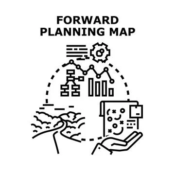 Forward planning map developing future strategy concept Stock Illustration