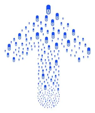 Forward Pointing Arrow Shape with Male Power Pill Stock Illustration