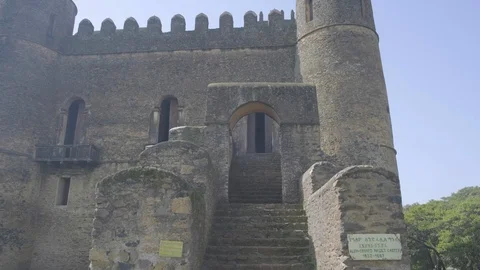 Forward Push In Up Steps Fasilides Castle Door Gondar Ethiopia Stock Footage 122782117