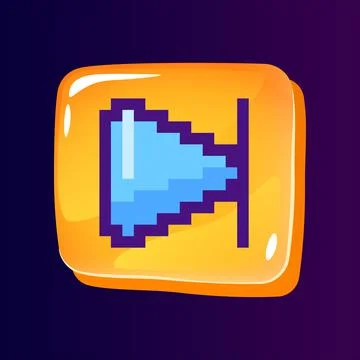 Forward rewind glossy ui button with pixelated color icon Stock Illustration