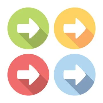 Forward Right Direction Flat Icons Set Stock Illustration