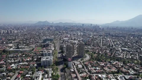 Forward Rising Drone Flight Over Santiago Chile Cityscape - 4K Stock Footage 344829421