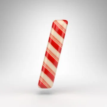 Forward slash symbol on white background. Candy cane 3D sign with red and whi イラスト素材