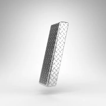 Forward slash symbol on white background. Aluminium 3D sign with checkered pl Illustrazione stock