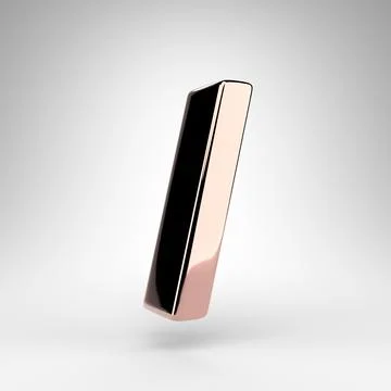 Forward slash symbol on white background. Rose gold 3D sign with gloss chrome Иллюстрация