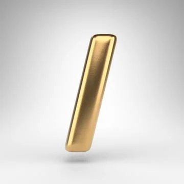 Forward slash symbol on white background. Golden 3D sign with gloss metal Stock Illustration