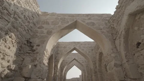 A forward slide in the ruins of a castle in Middle East Stock Footage 135450180