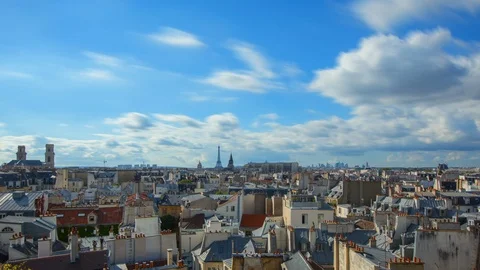 Forward Slow Time-Lapse Wide of A Typical Day in the City of Paris Full of Stock Footage 113922957