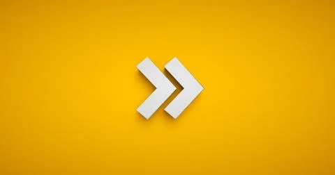 Forward symbol, forward. Next song or forward. 3D with yellow background Stock Illustration