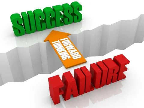 Forward thinking is the bridge from FAILURE to SUCCESS. Concept 3D illustrati Stock Illustration