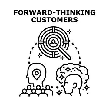 Forward thinking customers analyzing business strategy Stock Illustration