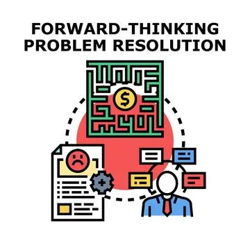 Forward thinking problem resolution achieving business solutions Stock Illustration