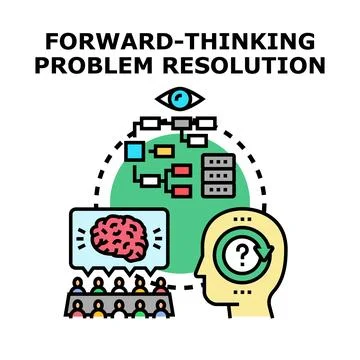 Forward thinking problem resolution strategy developing process イラスト素材