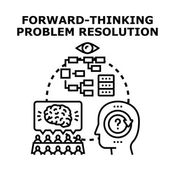 Forward thinking problem resolution strategy developing process Stock Illustration