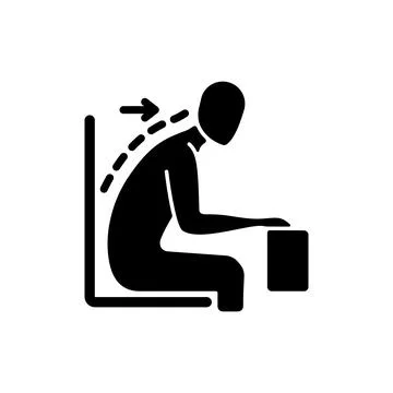 Forward tilted sitting position black glyph icon Illustrazione stock
