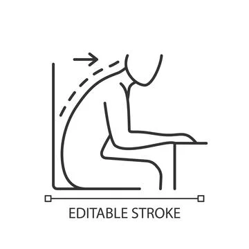 Forward tilted sitting position linear icon 스톡 일러스트