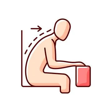 Forward tilted sitting position RGB color icon Illustrazione stock