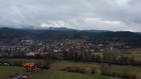 Forward Towards Village Mountains Clouds 動画素材 225705310