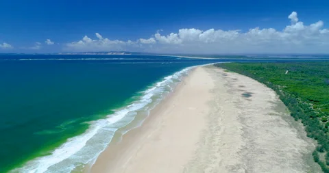 Forward tracking aerial of sandy beach at fraser Island,Queensland,Australia Stock Footage 140525711