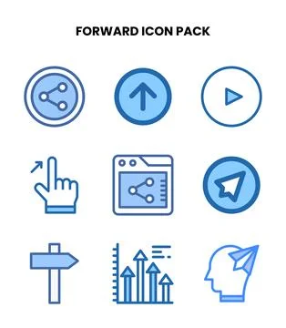 Forward Two Colour Collection Icons Pack Stock Illustration