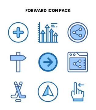 Forward Two Colour Vector Icons Pack Stock Illustration