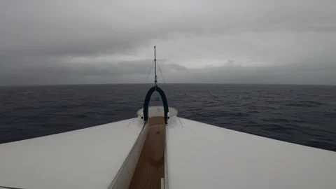 Forward view from expedition cruise ship bow crossing Drake Passage Видео 335278508