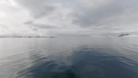 Forward View From Ship Crossing Calm Arctic Waters in Svalbard Stock Footage 339277449