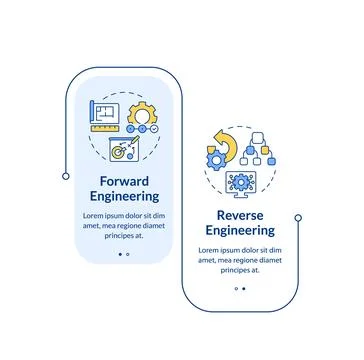 Forward vs reverse engineering rectangle infographic vector Stock Illustration