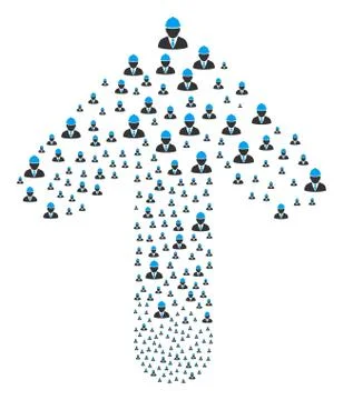 Forward Way Arrow Figure with Engineer Stock Illustration