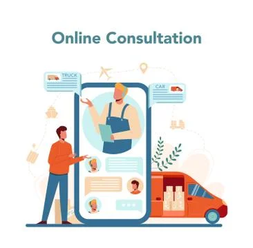 Forwarder online service or platform. Transportation service 库存插图