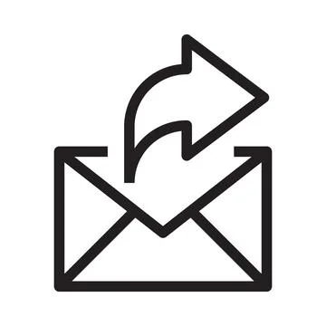 Forwarding a message icon in outline style on white background. Stock Illustration