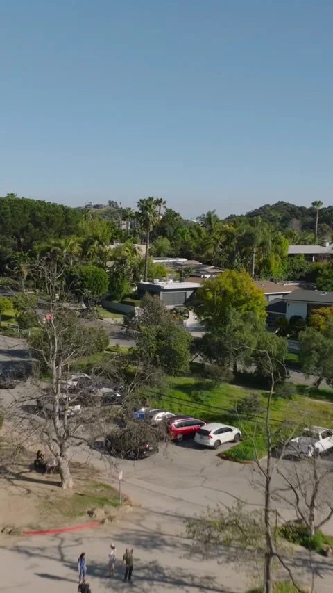 Forwards fly above residencies surrounded by lot of green tropical vegetation. R Stock-Footage 337415335