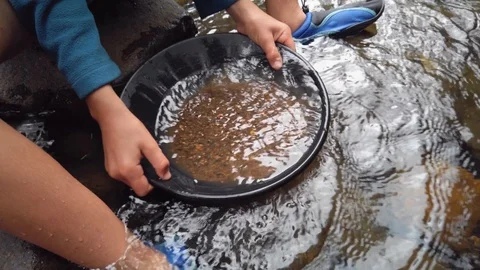 Fossicking for gold in a creek Stock-Footage 129014554