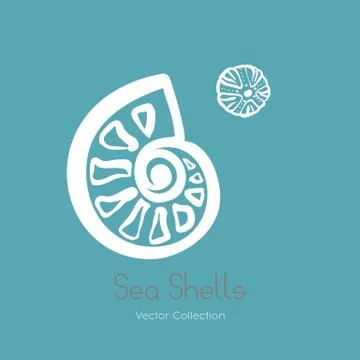 Fossil ammonite nautilus seashell vector logo set. Isolated vector of seashel Illustrazione stock