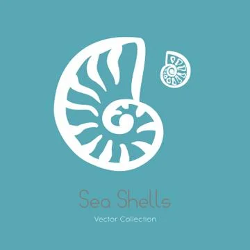 Fossil ammonite nautilus seashell vector logo set. Isolated vector of seashel Stock Illustration
