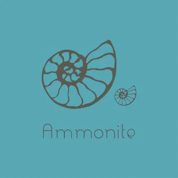 Fossil ammonite nautilus seashell vector logo. Hand drawn illustration for sp Illustrazione stock