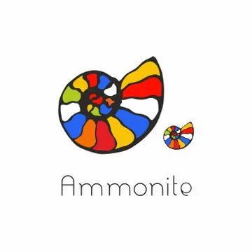 Fossil ammonite nautilus seashell vector logo. Hand drawn illustration for sp Stock Illustration