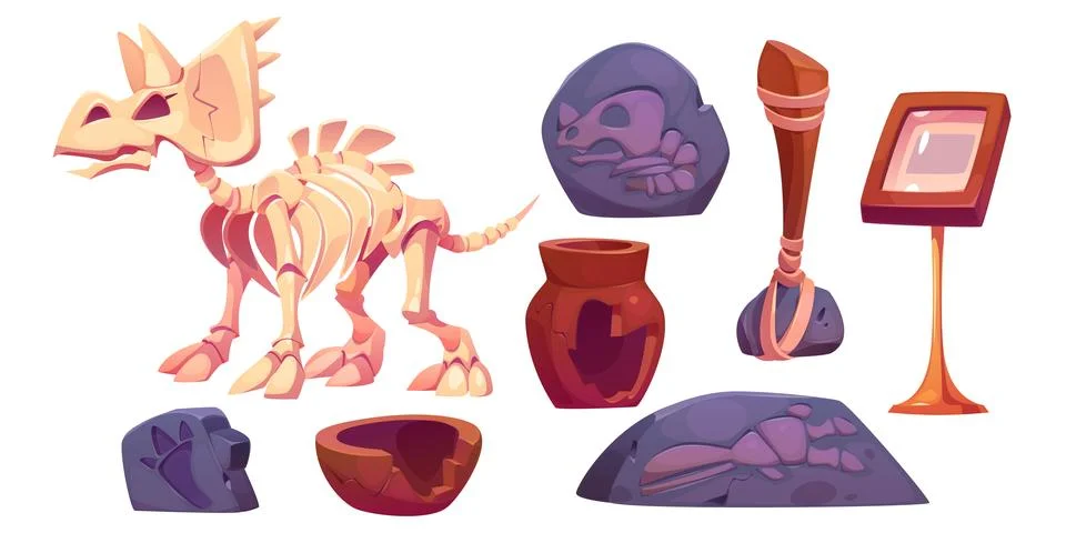 Fossil dinosaur skeleton for museum vector cartoon イラスト素材