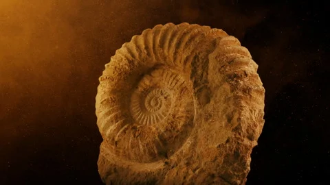 Fossil Of Jurassic Sea Creature In Dusty Glow Stock Footage 313806656