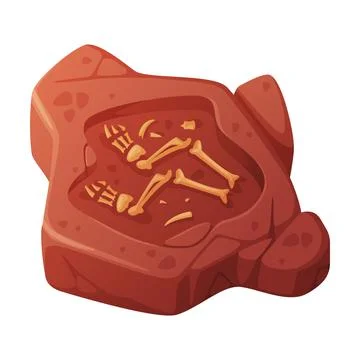 Fossil Obtained by Digging Rested in Soil or Ground Vector Illustration Stock Illustration