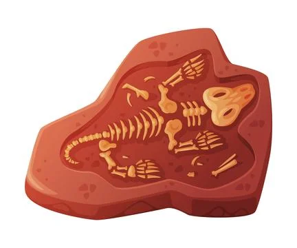 Fossil Obtained by Digging Rested in Soil or Ground Vector Illustration Stock Illustration