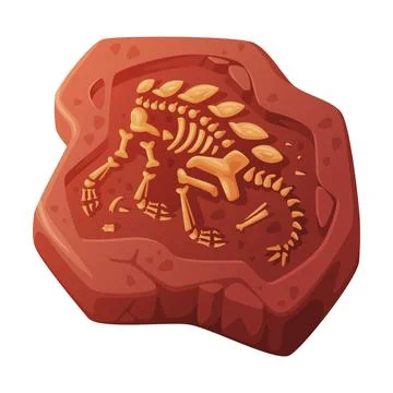 Fossil Obtained by Digging Rested in Soil or Ground Vector Illustration Stock Illustration