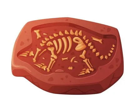 Fossil Obtained by Digging Rested in Soil or Ground Vector Illustration Stock Illustration