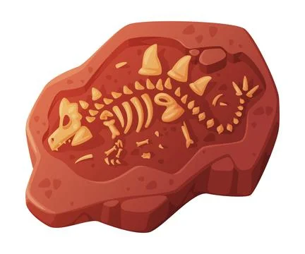 Fossil Obtained by Digging Rested in Soil or Ground Vector Illustration Stock Illustration