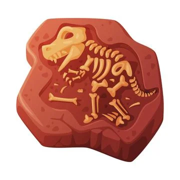 Fossil Obtained by Digging Rested in Soil or Ground Vector Illustration Stock Illustration