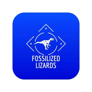 Fossilized lizard icon blue vector Stock Illustration