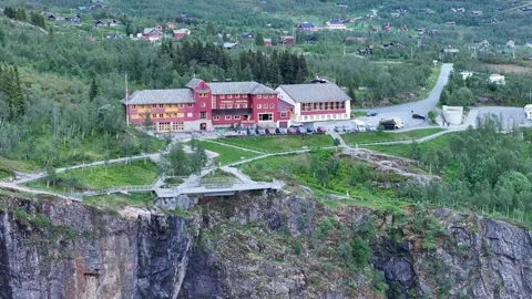Fossli Hotel - Voringfossen waterfall Stock Footage 278329408