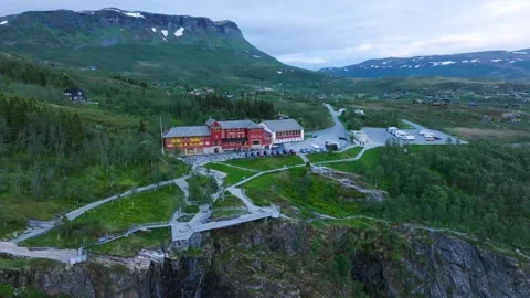 Fossli Hotel - Voringfossen waterfall Stock Footage 278601937